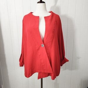 Truth Style Open Jacket Size 3X Lightweight Rayon Red
